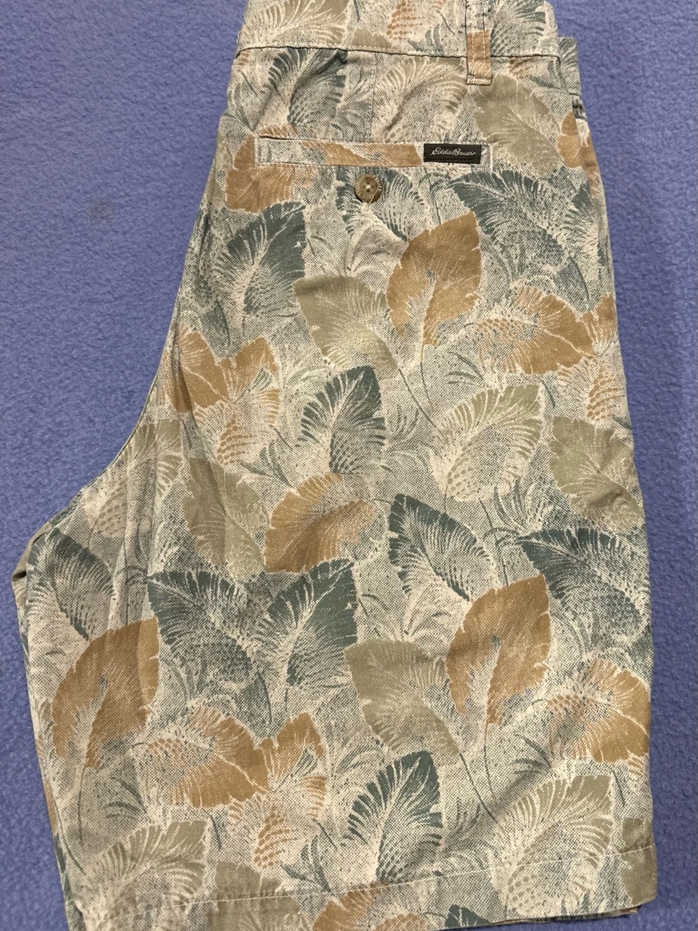 Eddie Bauer Leaf-Print Chino Shorts in Beige and Sage